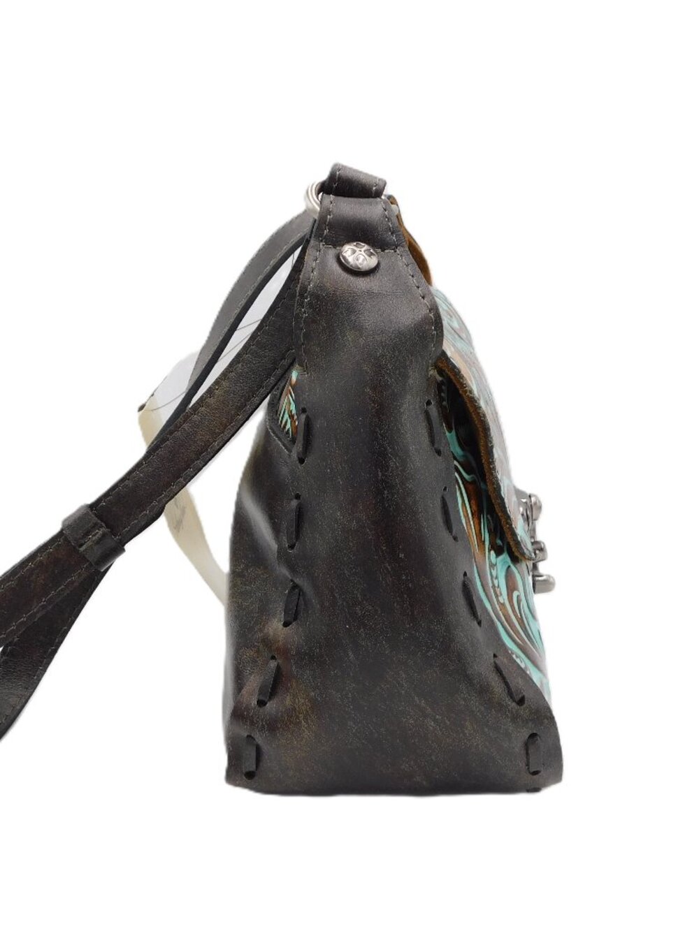 Patricia Nash Lucia Embossed Tooled Leather Turquoise Crossbody Bag | NWT - Picture 5 of 10